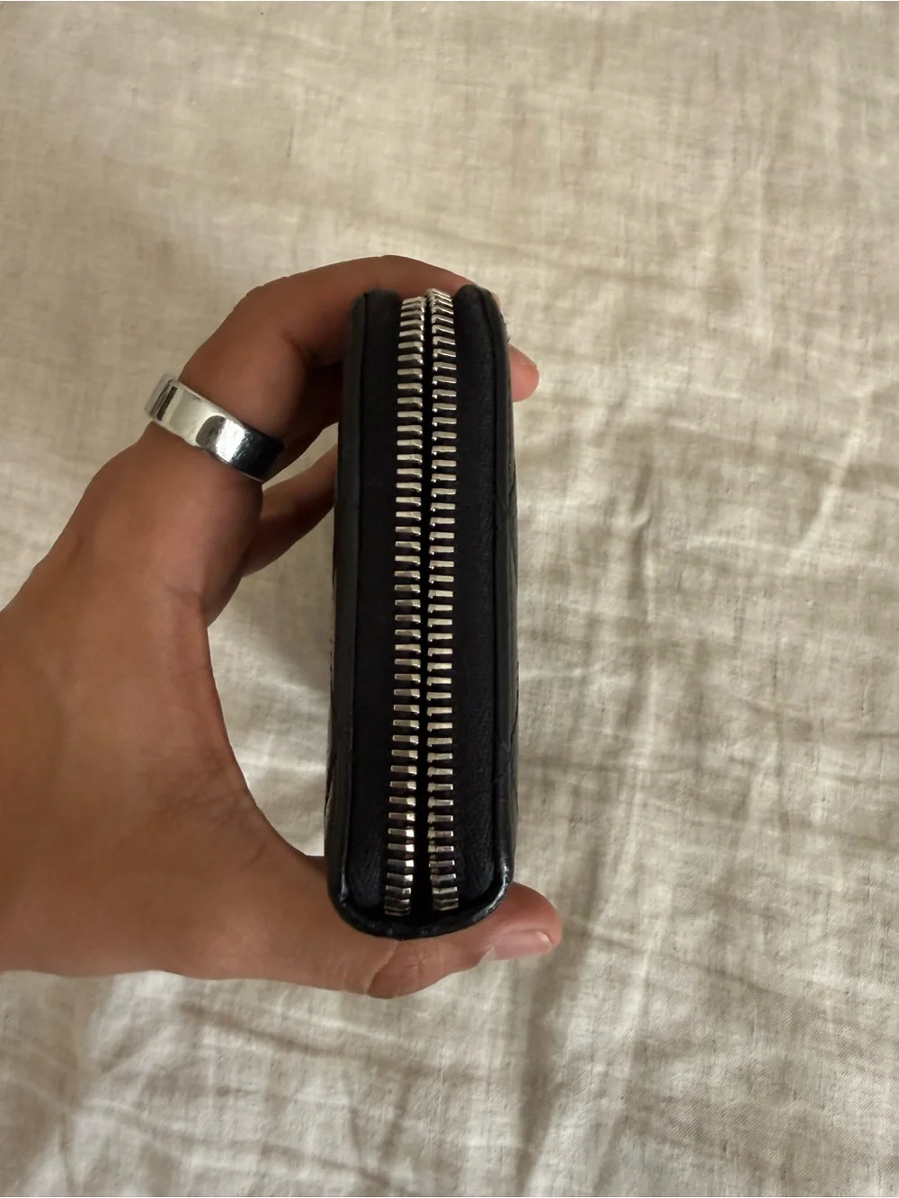 CHANEL Black zip wallet